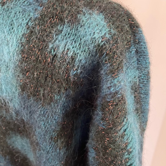 Maje Teal and Black Patterned Sweater - Picture 5 of 9